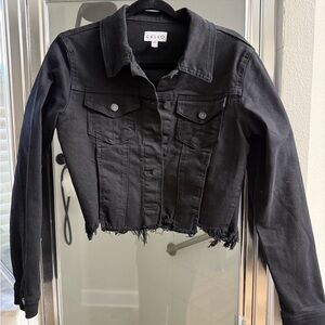 Cello Women's Cropped Black Denim Jacket